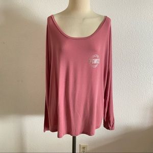 PINK long sleeve scoop neck top